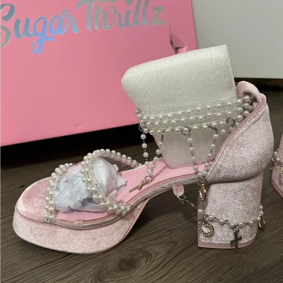 NIB Dolls Kill / Sugar Thrillz Pink Holy Revelation Platform Sandals - Picture 4 of 8
